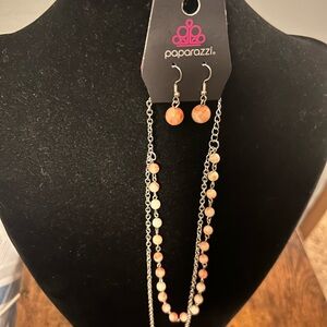 Paparazzi Coral and Silver Necklace Set